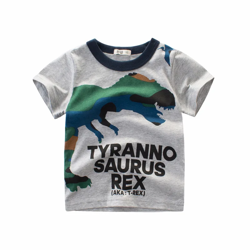 OLEKID 2022 летние Мультяшные футболки для мальчиков с динозаврами коротким рукавом