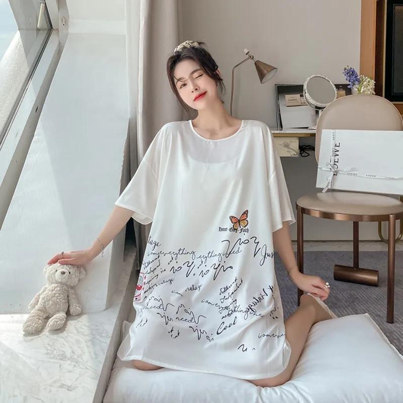 Yellow Casual O-Neck Nightgown Ladies Letter Print Loose Sleepshirts Spring Summer Faux Silk Night Dress 3/4 Sleeve Sleepwear
Yellow Casual O-Neck Nightgown Ladies Letter Print Loose Sleepshirts Spring Summer Faux Silk Night Dress 3/4 Sleeve Sleepwear