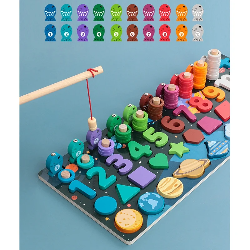 Wooden Educational Toys Matching Fishing Game Puzzles Number Counting Board 4 in 1 Board for Kids Gift
Wooden Educational Toys Matching Fishing Game Puzzles Number Counting Board 4 in 1 Board for Kids Gift