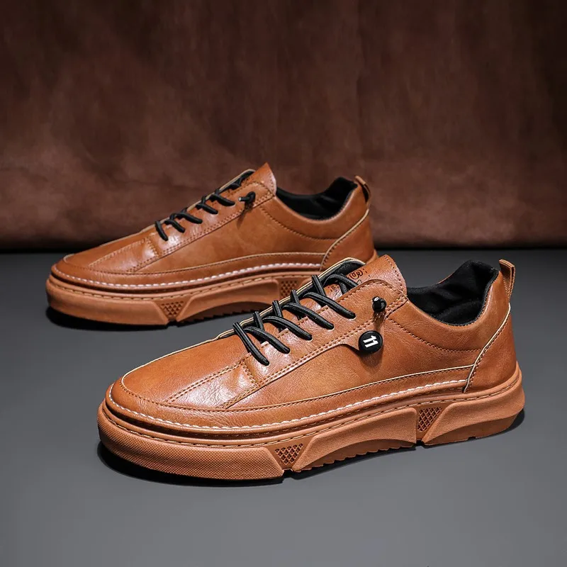 Spring Aumtumn New Fashion Men Leather Casual Shoes Lace-up Youth Trend Leisure Flat Shoes Low Tops Loafers 3 Colors
Spring Aumtumn New Fashion Men Leather Casual Shoes Lace-up Youth Trend Leisure Flat Shoes Low Tops Loafers 3 Colors