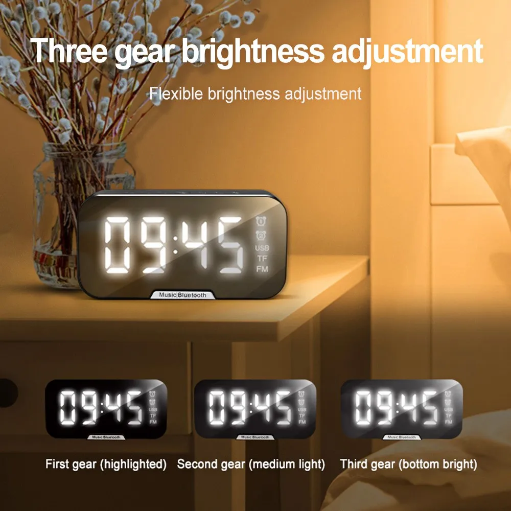 Portable Wireless Bluetooth Speaker Mirror Loudspeakers Stereo Music Sound Box Alarm Clock for TF AUX Card FM Radio Music Player
Portable Wireless Bluetooth Speaker Mirror Loudspeakers Stereo Music Sound Box Alarm Clock for TF AUX Card FM Radio Music Player