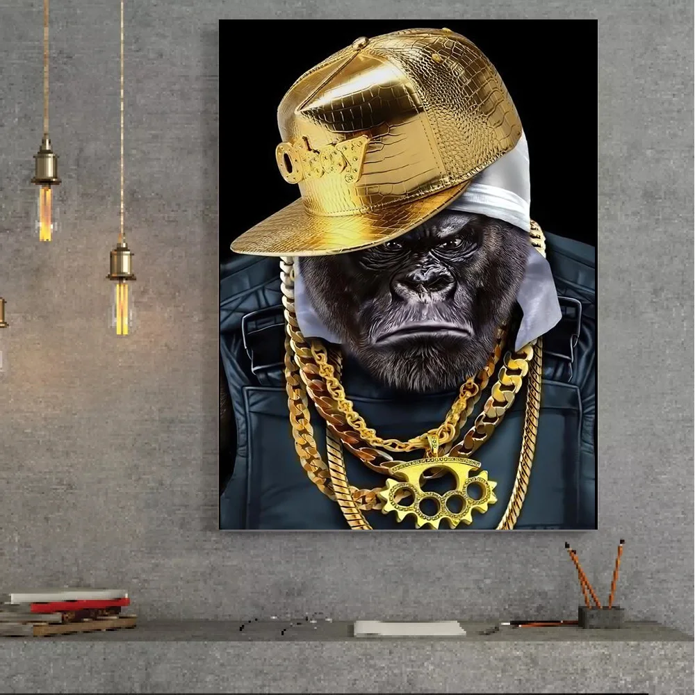 Animal hip-hop Gorilla Canvas Posters And Prints Wearing A Gold Necklace Picture for Living Room Posters Home Decoration Cuadros
Animal hip-hop Gorilla Canvas Posters And Prints Wearing A Gold Necklace Picture for Living Room Posters Home Decoration Cuadros