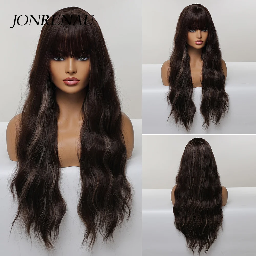 JONRENAU Ombre Pure Deep Black Long Wavy Hair Wigs With Bangs Cosplay Daily Natural Heat Resistant Synthetic Wig for Women
JONRENAU Ombre Pure Deep Black Long Wavy Hair Wigs With Bangs Cosplay Daily Natural Heat Resistant Synthetic Wig for Women