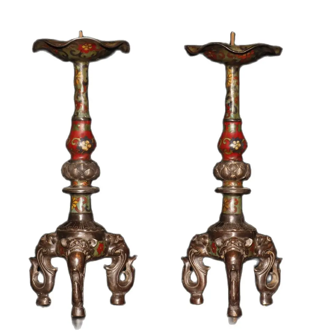 18th-20th Century Antique Artwork,1 Pair Chinese Old Bronze Cloisonne Three-legged Beast Lotus Candle Holder /Big Candlestick
18th-20th Century Antique Artwork,1 Pair Chinese Old Bronze Cloisonne Three-legged Beast Lotus Candle Holder /Big Candlestick