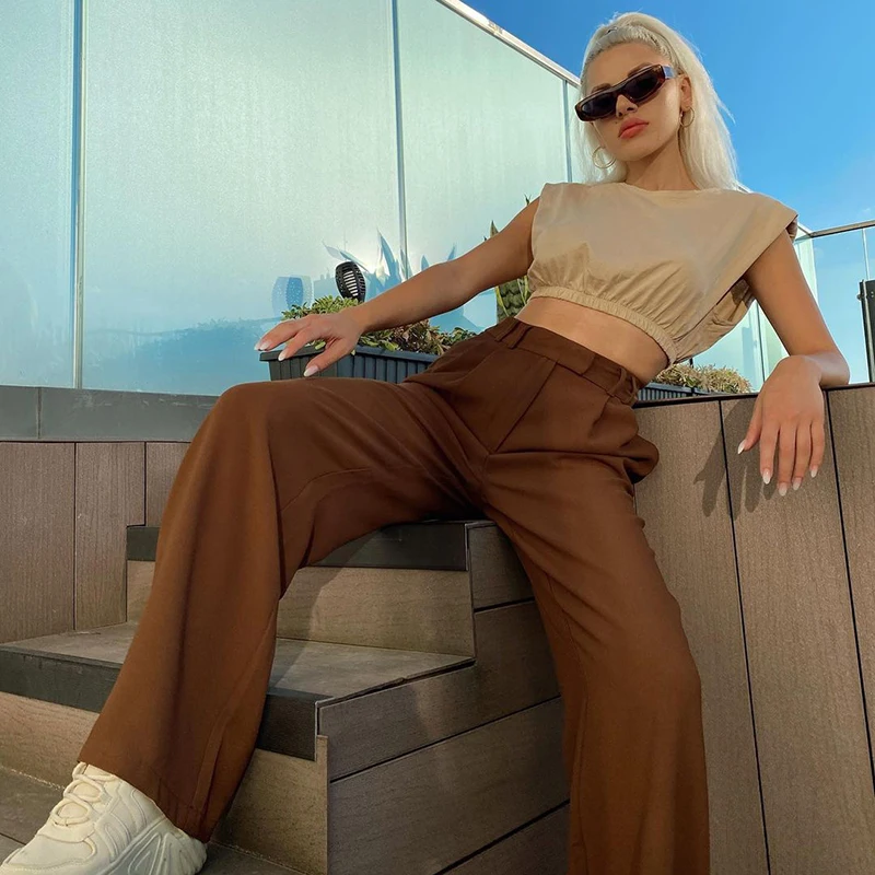 Adults Summer Loose Solid Color Straight-Leg Trousers Women Casual Suit Pants Brown Skin-Friendly And Comfortable Hot Sale S M L
Adults Summer Loose Solid Color Straight-Leg Trousers Women Casual Suit Pants Brown Skin-Friendly And Comfortable Hot Sale S M L
