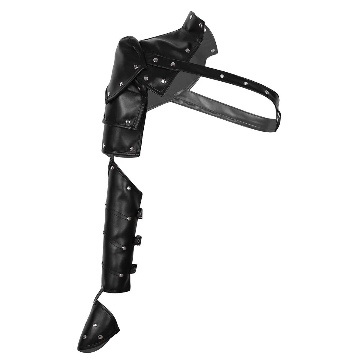 

Unisex Gothic Steampunk PU Single Shoulder Armors Arm Strap Set Adjustable Metal Rivets Shoulder Strap Cosplay Costume Accessory