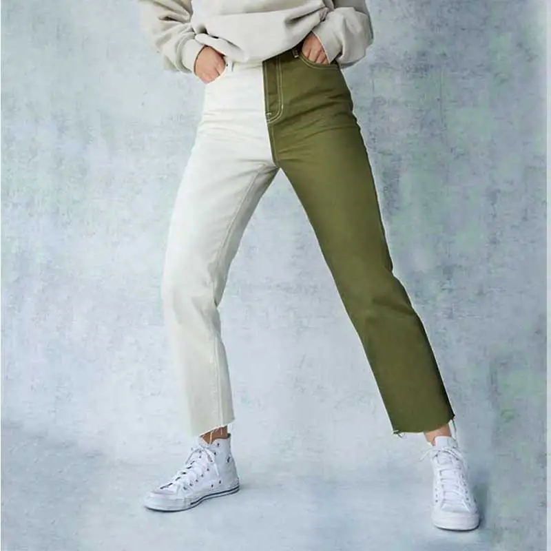 Women's Fashion Patchwork jeans Straight Leg Baggy Jeans Sexy Hip Slim Cargo Pants Woman Plus Size White Green Denim Jean 2021
Women's Fashion Patchwork jeans Straight Leg Baggy Jeans Sexy Hip Slim Cargo Pants Woman Plus Size White Green Denim Jean 2021