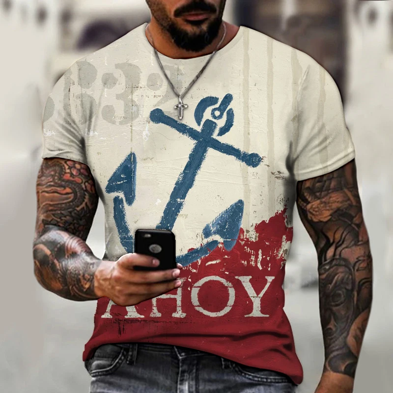 Hot Sale Sailor Anchor Men's 3D Printing T-shirt Street Casual Fashion Short-sleeved Shirt Anchor Pattern Eight Pagoda Oversized
Hot Sale Sailor Anchor Men's 3D Printing T-shirt Street Casual Fashion Short-sleeved Shirt Anchor Pattern Eight Pagoda Oversized