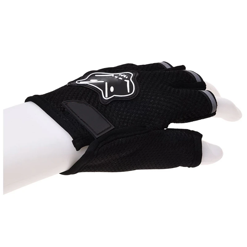 Pair Motorcycle Motorbike Riding Racing Bike Fingerless Gloves Black