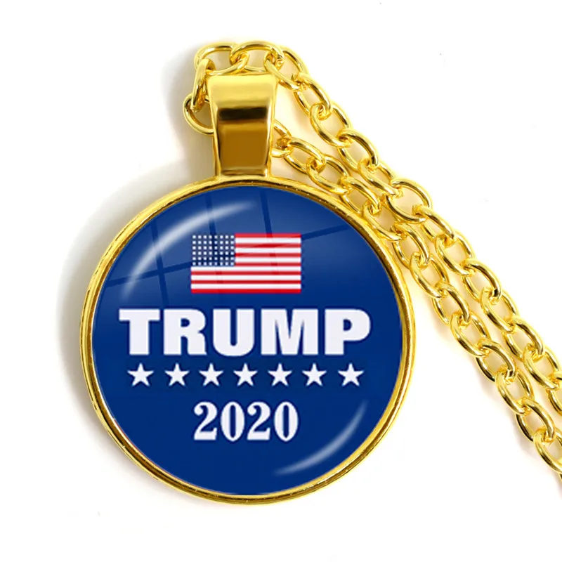Стеклянное ожерелье с кабошоном изображением Трампа 2020 коллекция сохранить