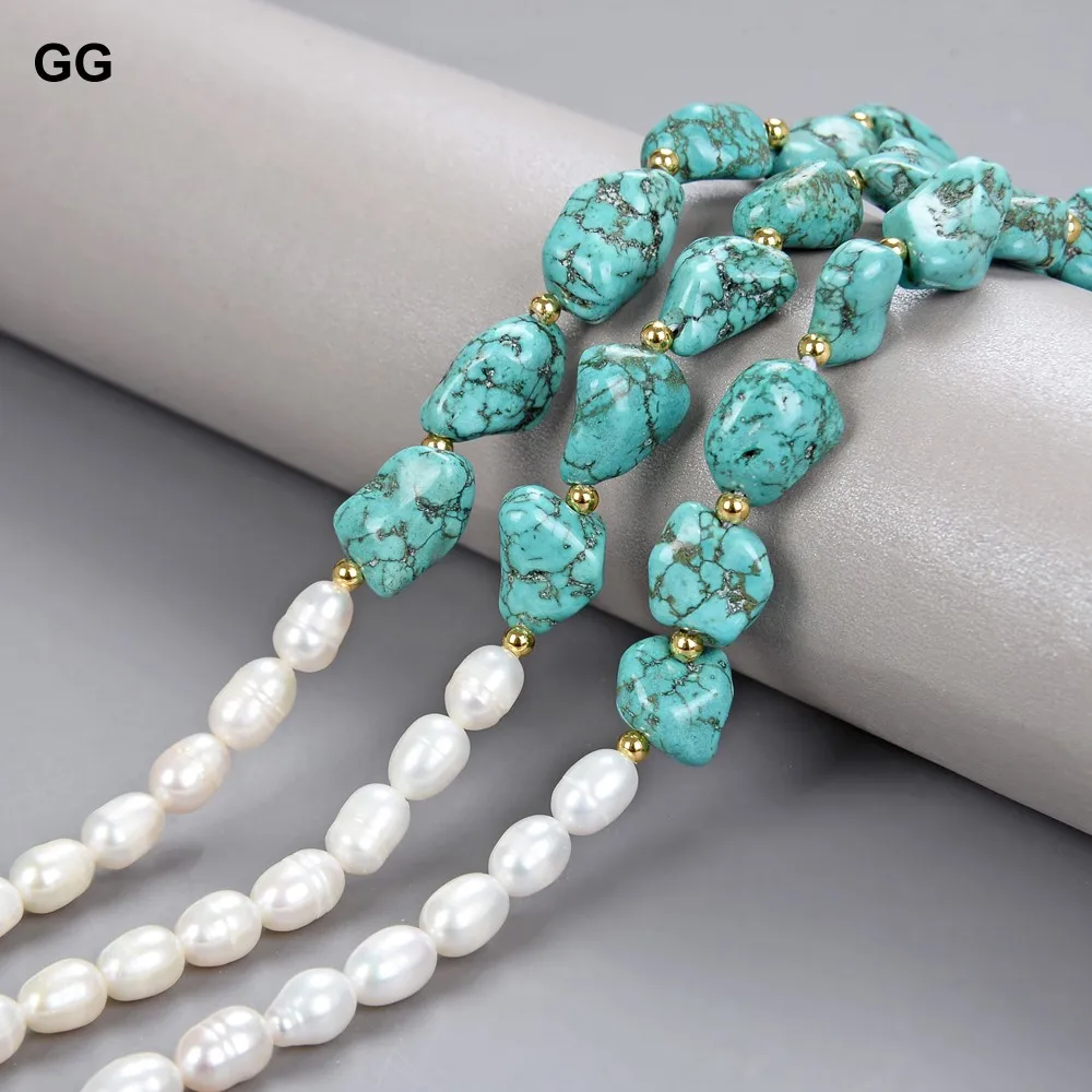 GG Jewelry 3 Strands 44" Freshwater white sridce Pearl blue Turquoise Lariat Necklace
GG Jewelry 3 Strands 44" Freshwater white sridce Pearl blue Turquoise Lariat Necklace