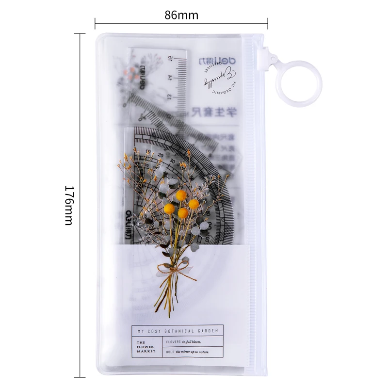 4pcs / set of Deli 72003 bouquet multifunctional drawing combination ruler + triangle protractor, student office supplies
4pcs / set of Deli 72003 bouquet multifunctional drawing combination ruler + triangle protractor, student office supplies