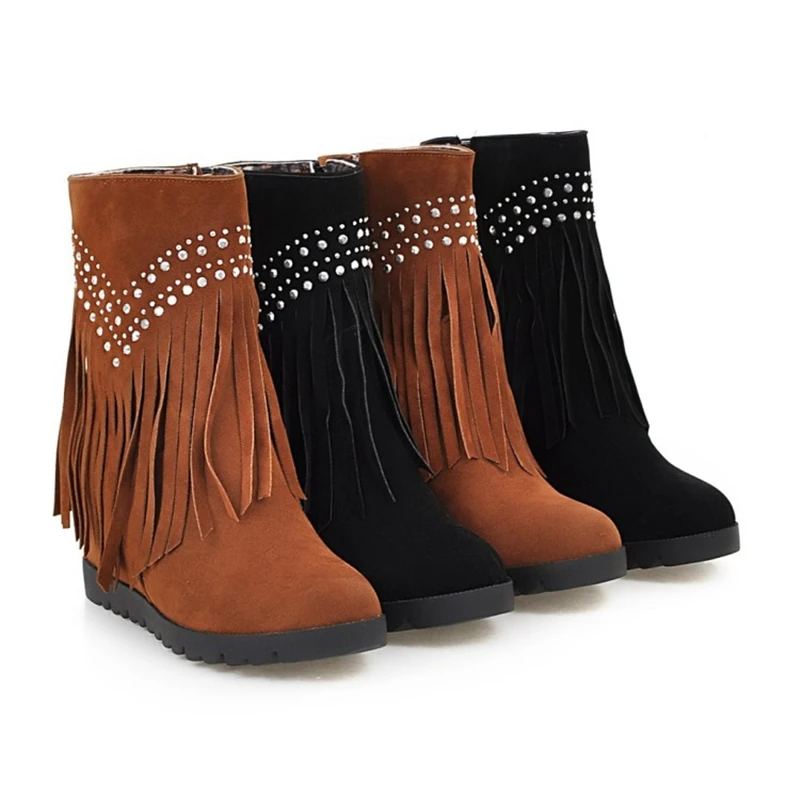 Hjwsfdcai Rivets Tassel Flat Casual Women Short Boot Internal Increase Round Toe Suede Wedges Woman Shoe Retro Style Women Boots
Hjwsfdcai Rivets Tassel Flat Casual Women Short Boot Internal Increase Round Toe Suede Wedges Woman Shoe Retro Style Women Boots