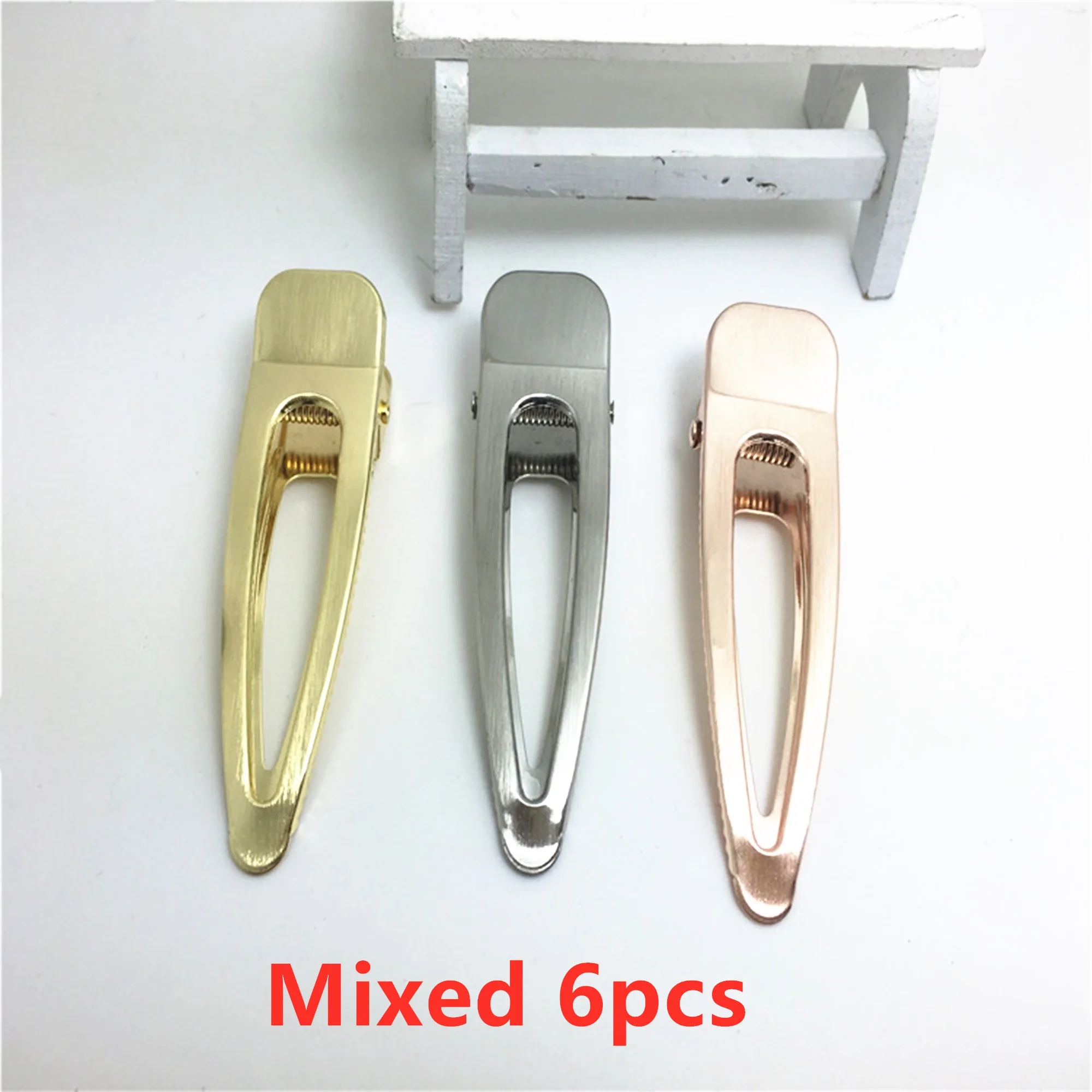 6 pcs/lot High quality 8x2.3 cm brushed duck bill clip metal drop hairpin simple style DIY headdress accessories
6 pcs/lot High quality 8x2.3 cm brushed duck bill clip metal drop hairpin simple style DIY headdress accessories