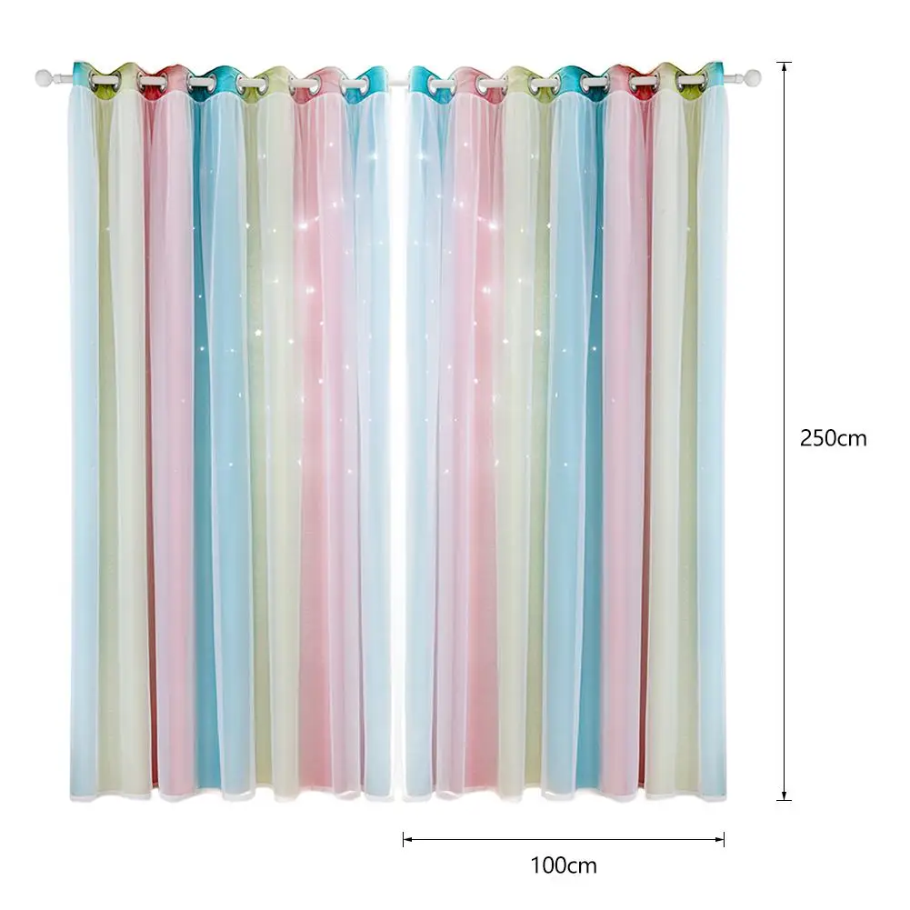 100x250CM Romantic Rainbow Color Sheer Curtain Girl Kids Bedroom Full Blackout Window Drapes Hollow Star Curtain Home Decor
100x250CM Romantic Rainbow Color Sheer Curtain Girl Kids Bedroom Full Blackout Window Drapes Hollow Star Curtain Home Decor