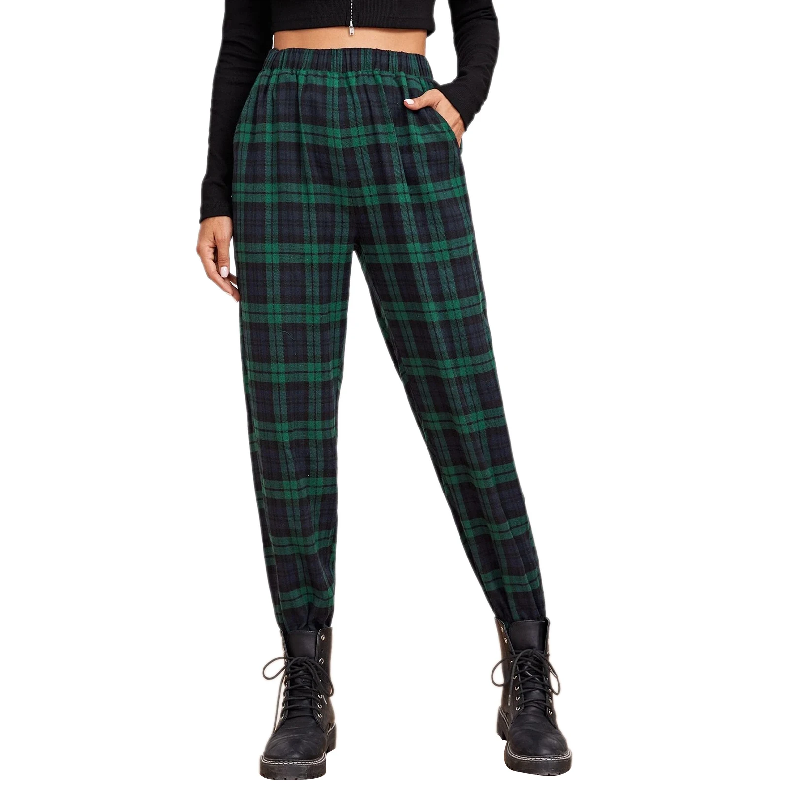 2020 Women Casual Plaid Pants Elastic Waist Color Block Ankle Length Sweatpants Sport Long Pants Fashion Trousers
2020 Women Casual Plaid Pants Elastic Waist Color Block Ankle Length Sweatpants Sport Long Pants Fashion Trousers