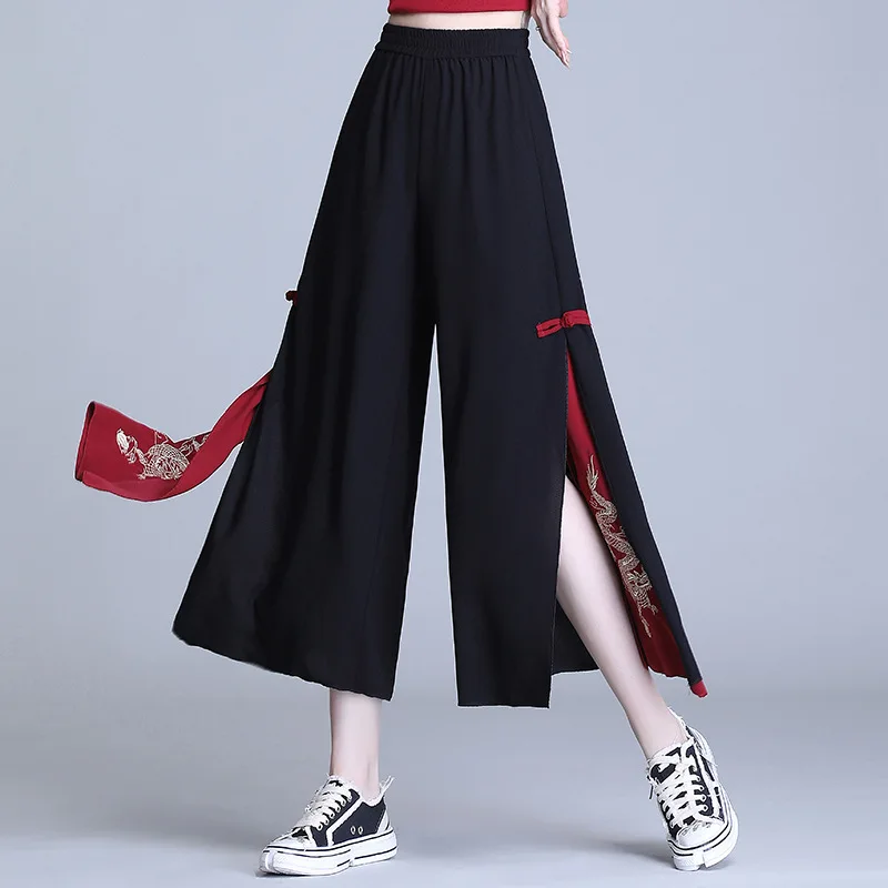 Женские брюки в китайском стиле новинка 2020 летние хиппи этнические свободные