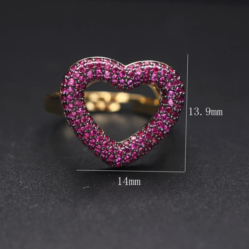 Luxury Heart Shape Finger Ring For Women Paved Micro Multicolor Zirconia Gold color Adjustable Open Finger Rings Wedding Jewelry
Luxury Heart Shape Finger Ring For Women Paved Micro Multicolor Zirconia Gold color Adjustable Open Finger Rings Wedding Jewelry