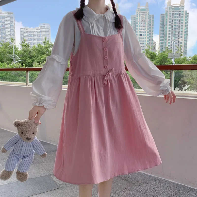 Japanese Vitality Girls Camisole Dress Summer New Cute Soft Girl College Style Kawaii Pink Dresses Versatile Shirt Two-Piece Set
Japanese Vitality Girls Camisole Dress Summer New Cute Soft Girl College Style Kawaii Pink Dresses Versatile Shirt Two-Piece Set