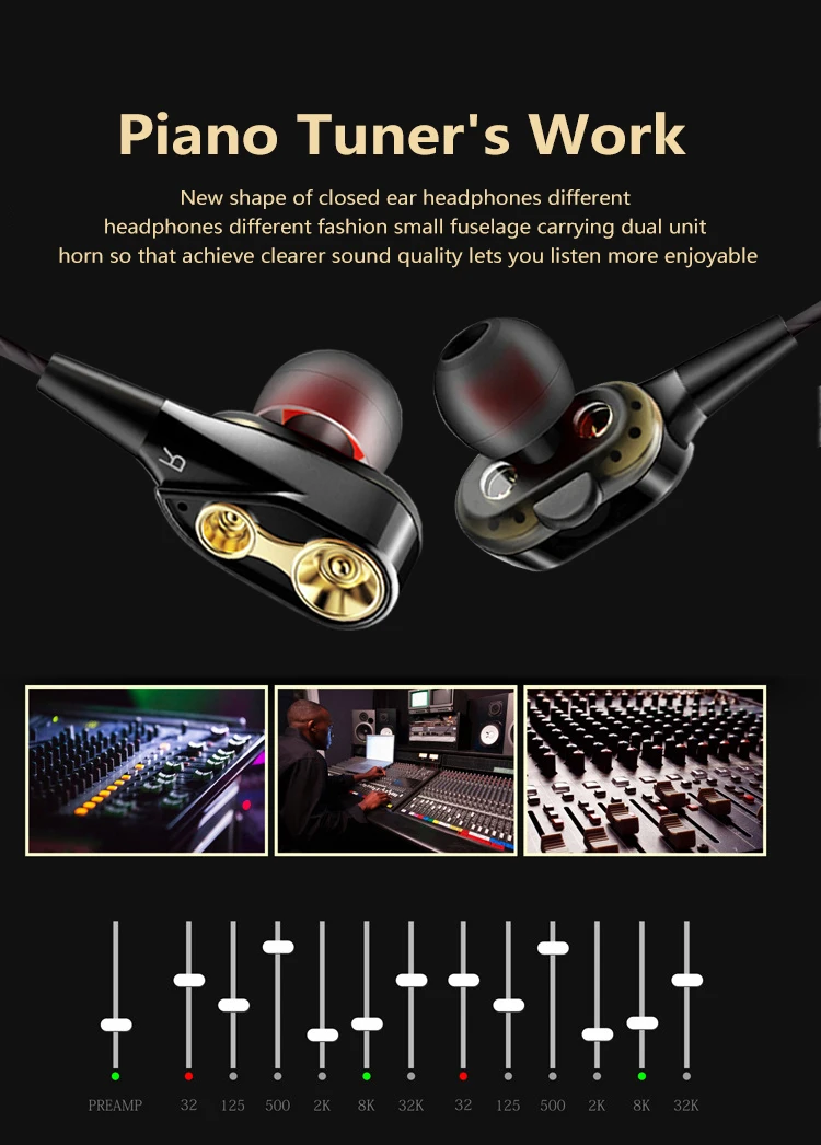 New High Bass Headsets Sports Earphones Dual Drive Stereo In-Ear Wired Earphone With Microphone Computer Earbuds For Cell Phone
New High Bass Headsets Sports Earphones Dual Drive Stereo In-Ear Wired Earphone With Microphone Computer Earbuds For Cell Phone
