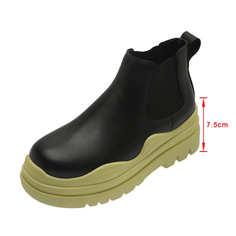 Woman Boots Chelsea Slip On Non-slip Sock Boots Thick Bottom Women's Flats PU Leather Round Toe Ladies Shoes Casual 2021 New 
Woman Boots Chelsea Slip On Non-slip Sock Boots Thick Bottom Women's Flats PU Leather Round Toe Ladies Shoes Casual 2021 New