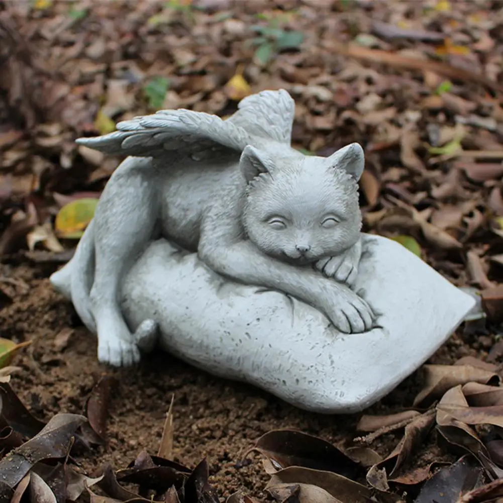 

Статуя питомца, экологически чистый ангел, кошка, украшение, креативная смола, надгробный камень для животных, памятка, камень для украшения...