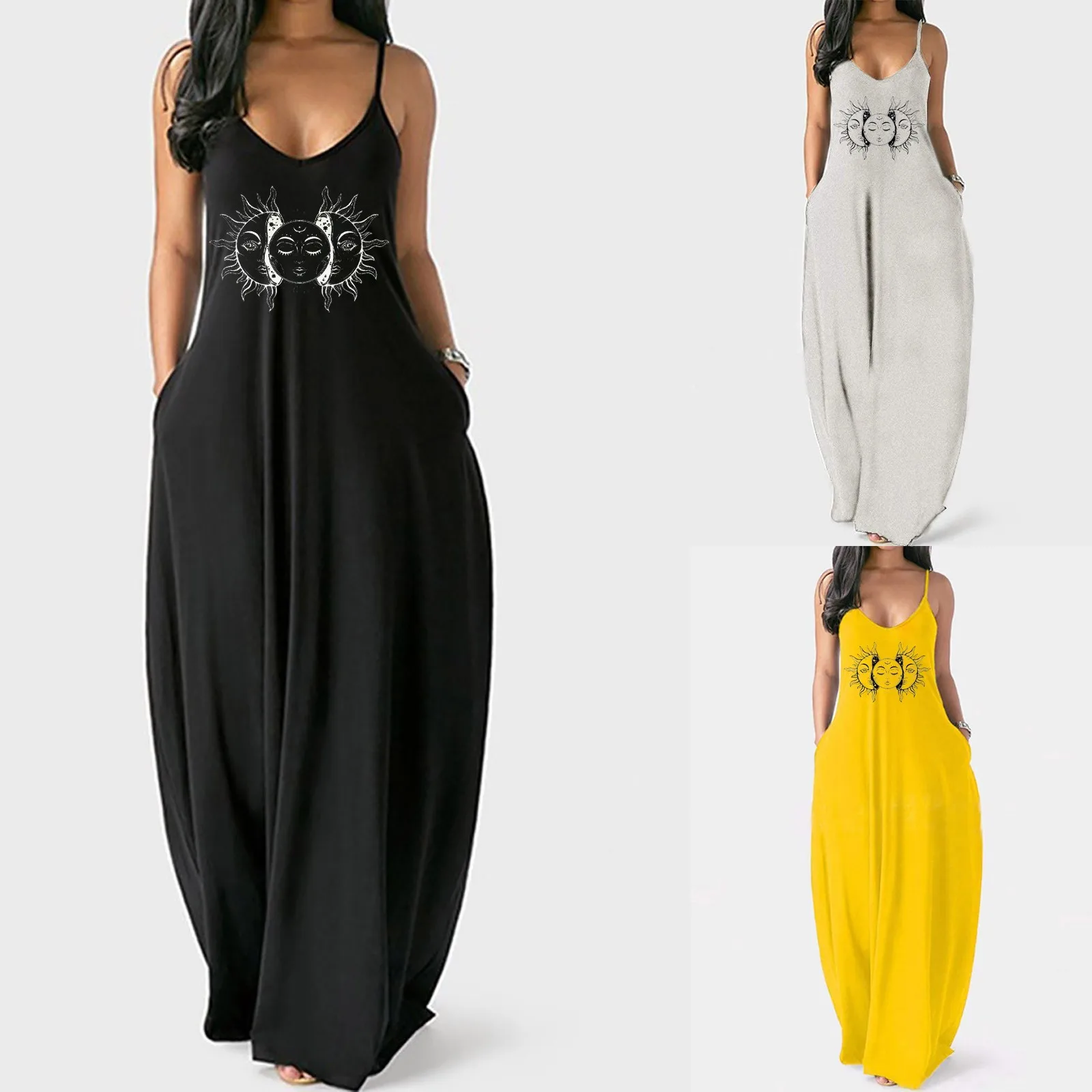 Long Dress Women Print Totem Strapless Sling Loose Casual Maxi Punk Gothic V Neck Sleeveless Summer Streetwear Beach Vestidos
Long Dress Women Print Totem Strapless Sling Loose Casual Maxi Punk Gothic V Neck Sleeveless Summer Streetwear Beach Vestidos