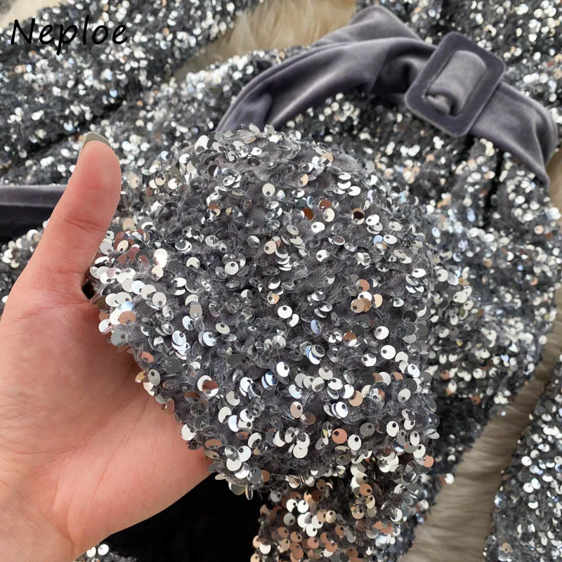 Neploe Square Collar Drawstring Slim Waist Elegant Vestidos Autumn New Vintage Sequined Dress 2021 Fashion Chic Dresses Women 
Neploe Square Collar Drawstring Slim Waist Elegant Vestidos Autumn New Vintage Sequined Dress 2021 Fashion Chic Dresses Women