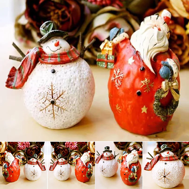 

Рождественское украшение из смолы, Санта-Клаус, снеговик, украшение с ручной росписью, цветной праздничный настольный декор, Прямая поставк...