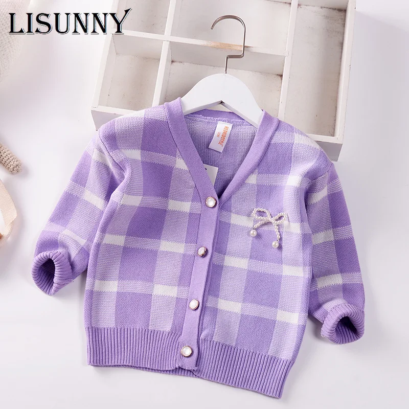 Girls Cardigan Sweaters 2021 Autumn New Beaded bow Kids Sweater Children Jacket Baby Winter Clothes Toddler Knitted Coat Plaid
Girls Cardigan Sweaters 2021 Autumn New Beaded bow Kids Sweater Children Jacket Baby Winter Clothes Toddler Knitted Coat Plaid