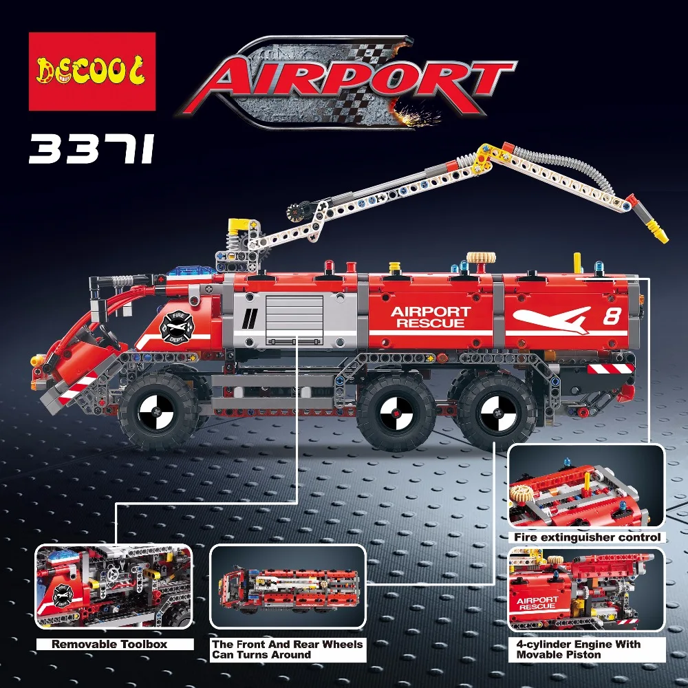 Technic Series city 3371 1110pcs Airport rescue vehicle Fire car firefighter Building Blocks Bricks Birthday Gifts Boy Toys
Technic Series city 3371 1110pcs Airport rescue vehicle Fire car firefighter Building Blocks Bricks Birthday Gifts Boy Toys