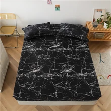 Bonenjoy 3 pcs Bed Sheet Set King Size Black Heart-shaped Pattern Fitted Sheet Set For Double Bed Mattress Cover180x200cm