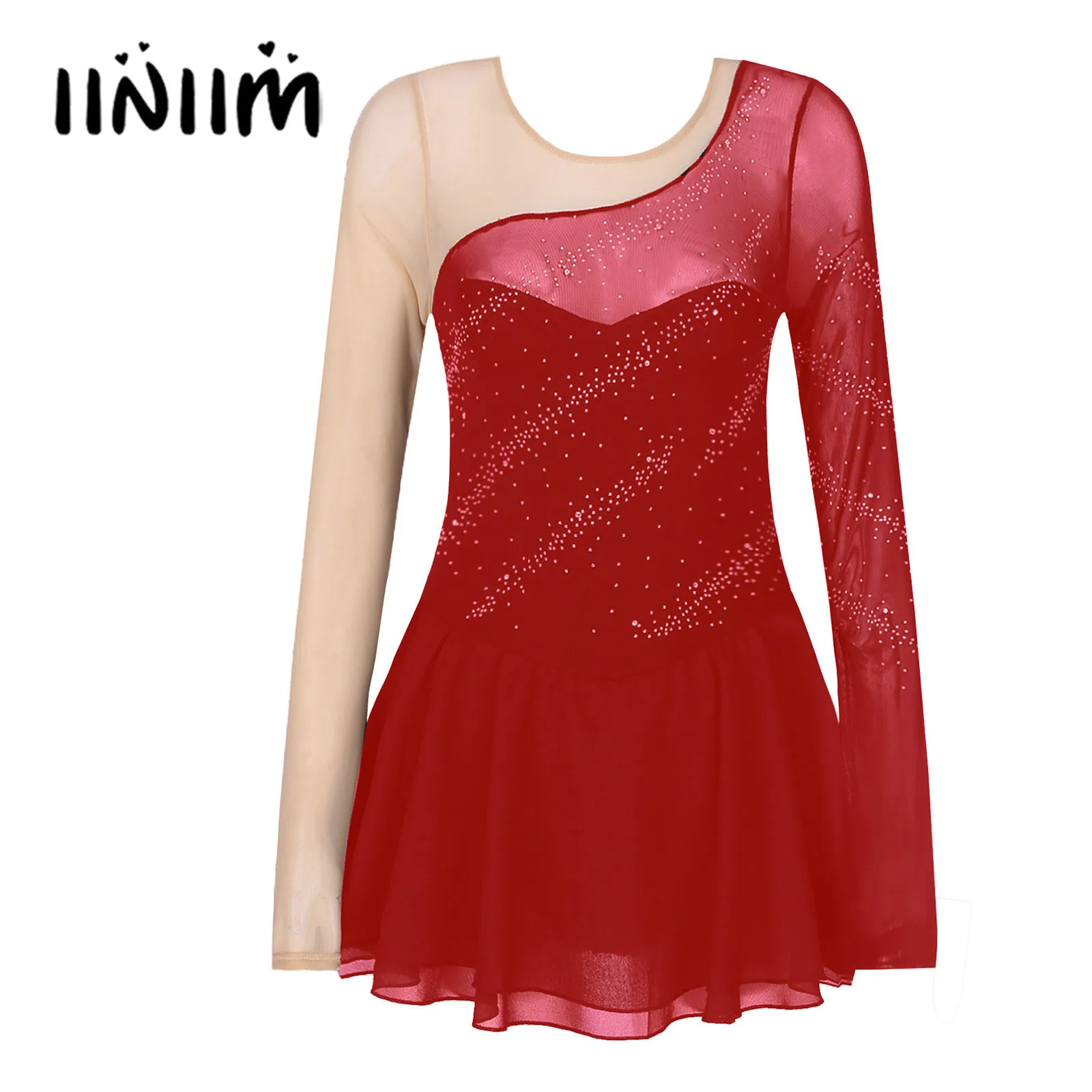 Womens Figure Ice Skating Dance Dress Stage Performance Ballet Costume Rhinestone Round Neck Long Sleeve Lyrical Dance Dress
Womens Figure Ice Skating Dance Dress Stage Performance Ballet Costume Rhinestone Round Neck Long Sleeve Lyrical Dance Dress