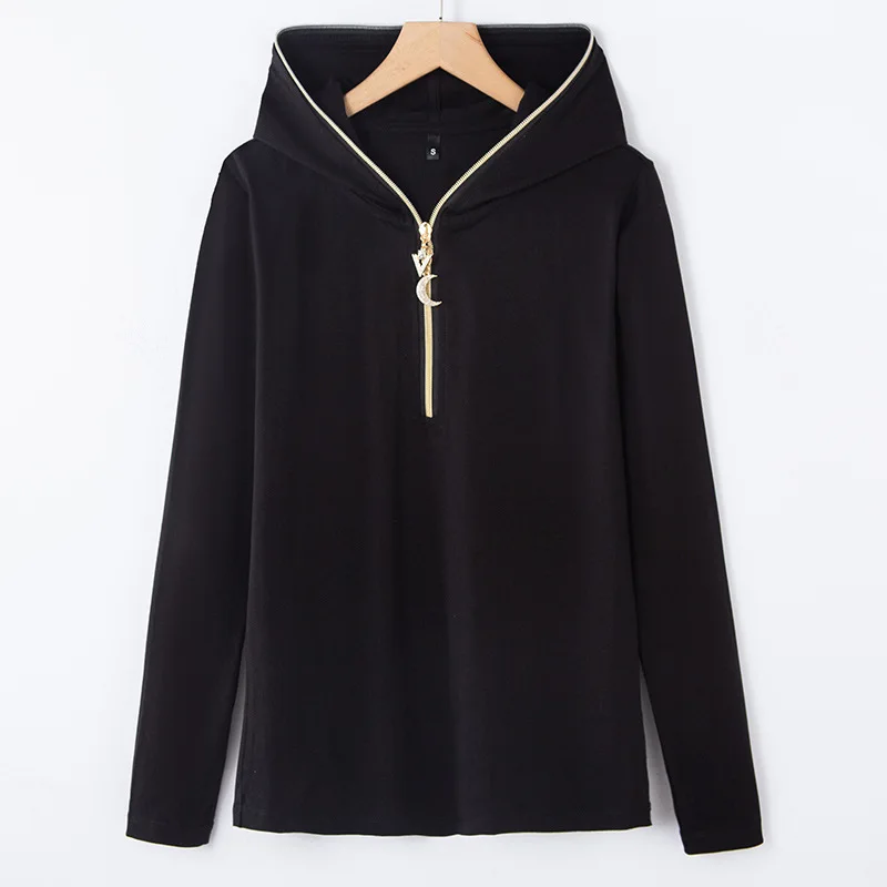 Autumn women's new top Korean long sleeve T-shirt women's thin hooded zipper women's undergarment with 6703-1
Autumn women's new top Korean long sleeve T-shirt women's thin hooded zipper women's undergarment with 6703-1