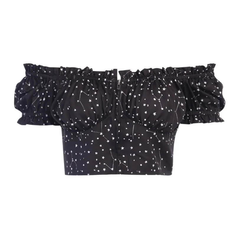 Star Print Sexy Off the Shoulder Cropped Blouse Top Women Slash Neck Vintage Blouse Shirts Back Zipper Summer 2020
Star Print Sexy Off the Shoulder Cropped Blouse Top Women Slash Neck Vintage Blouse Shirts Back Zipper Summer 2020