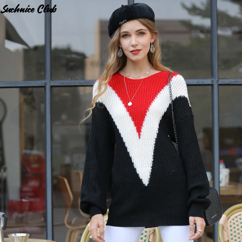 Women Knitted Spliced Sweater Turtleneck Long Sleeve Loose Casual Sweater Winter Clothes
Women Knitted Spliced Sweater Turtleneck Long Sleeve Loose Casual Sweater Winter Clothes