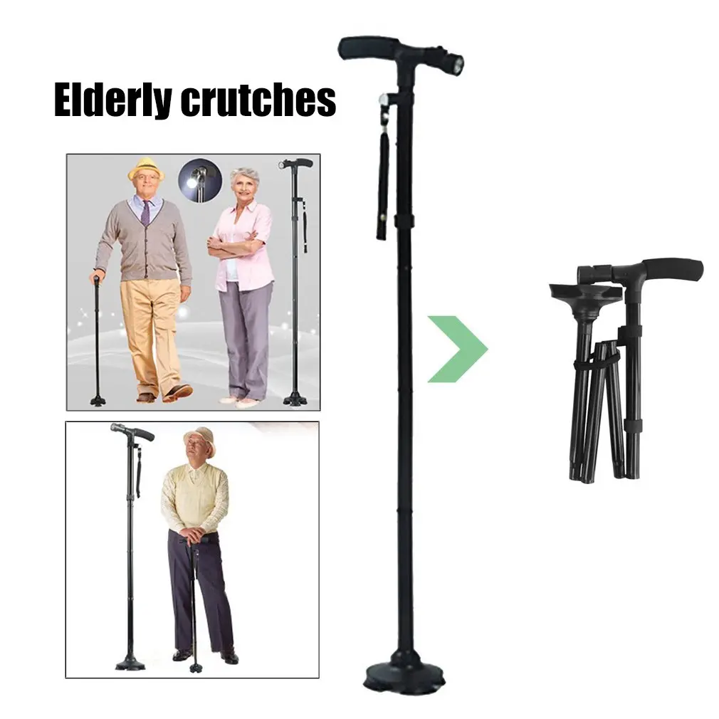 Magic Cane Folding with LED Light Safety Walking Stick 4 Head Pivoting Trusty Base for Old Man T Handlebar Trekking Poles
Magic Cane Folding with LED Light Safety Walking Stick 4 Head Pivoting Trusty Base for Old Man T Handlebar Trekking Poles