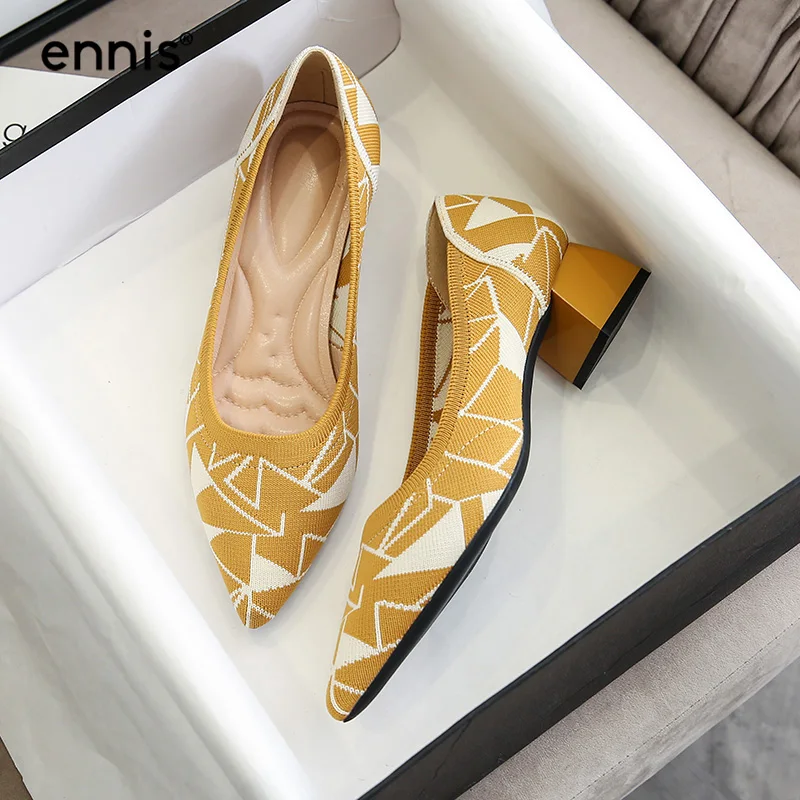 ENNIS 2021 Women's Spring Shoes Pointed Toe Knitted Pumps Female Casual Middle Heel Shoes Breathable Square Heel Pumps New P103
ENNIS 2021 Women's Spring Shoes Pointed Toe Knitted Pumps Female Casual Middle Heel Shoes Breathable Square Heel Pumps New P103