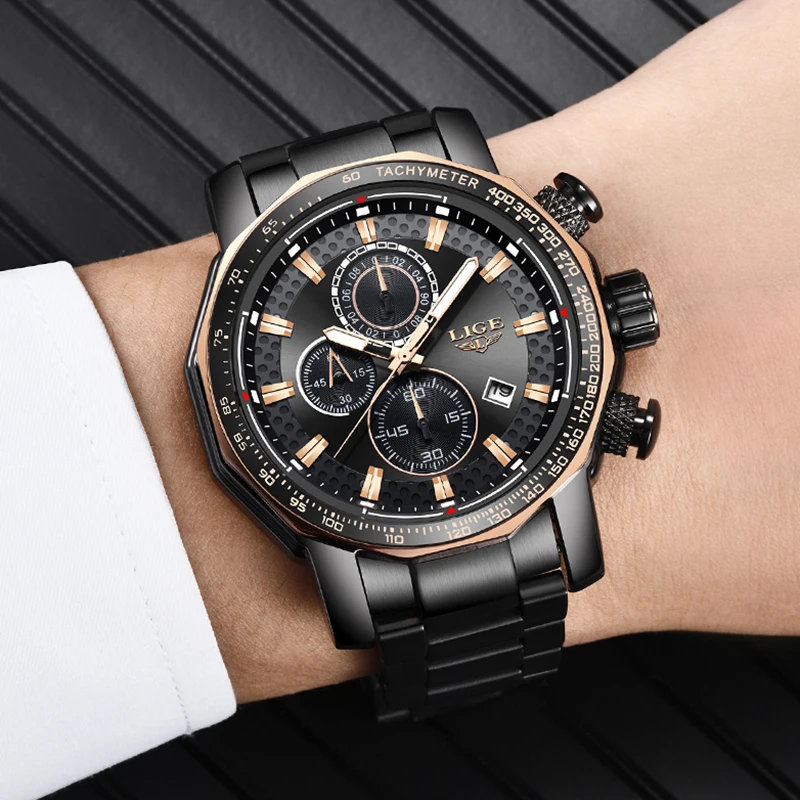 Relogio Masculino LIGE новые спортивные хронограф мужские s часы лучший бренд класса люкс