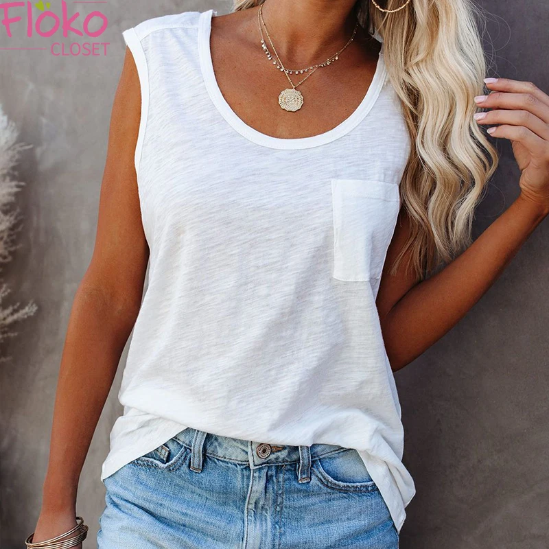 Flokocloset Summer U-Neck Pocket Solid Color Women Tank Tops Casual Cotton Sleeveless Camis
Flokocloset Summer U-Neck Pocket Solid Color Women Tank Tops Casual Cotton Sleeveless Camis