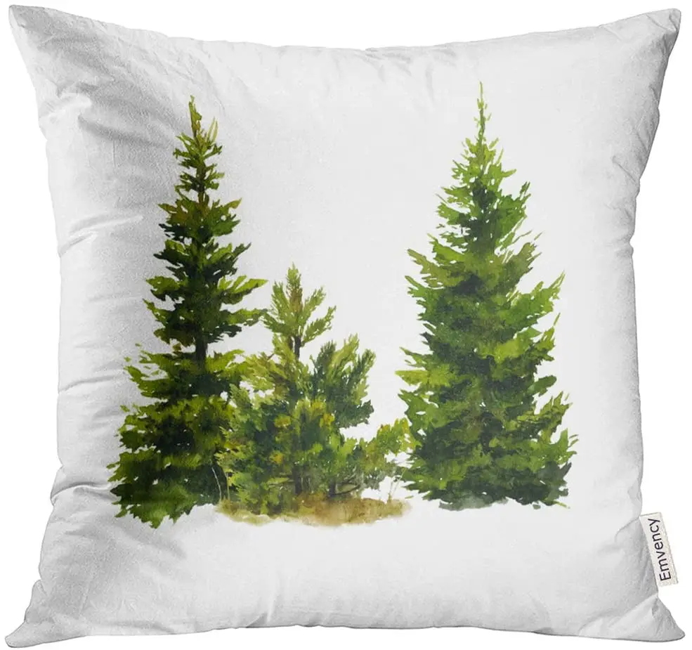 Golee Throw Pillow Cover Green Branch of Two Spruces and Small Pine Tree Hand in Watercolor White Christmas Pillow Case
Golee Throw Pillow Cover Green Branch of Two Spruces and Small Pine Tree Hand in Watercolor White Christmas Pillow Case