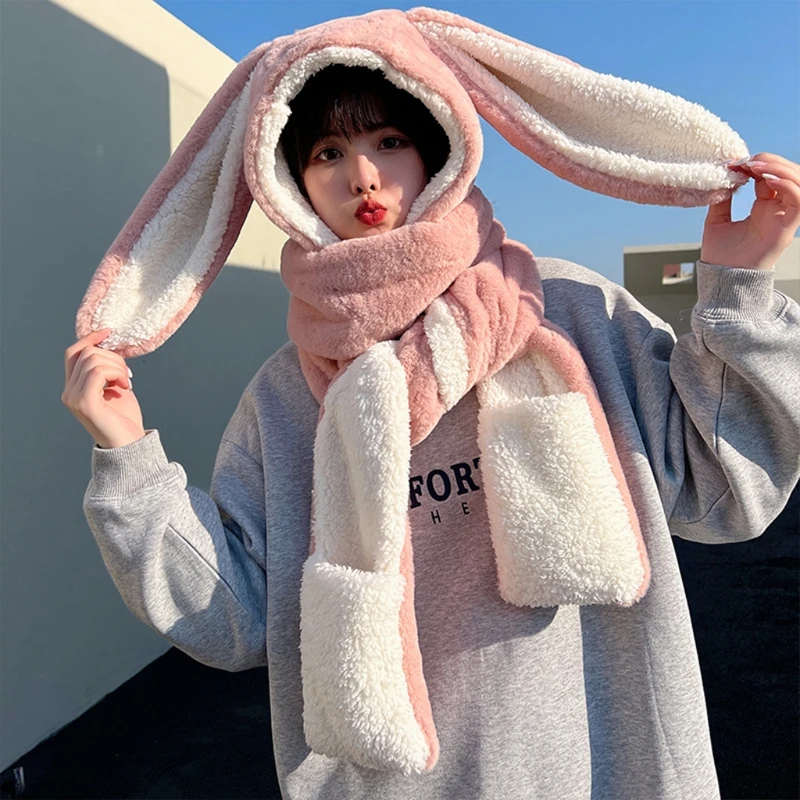 Sweet Long-eared Rabbit Hat Scarf Gloves Winter Warm Plush Hat Hoodie Gift for Halloween Christmas New Year Thanksgiving
Sweet Long-eared Rabbit Hat Scarf Gloves Winter Warm Plush Hat Hoodie Gift for Halloween Christmas New Year Thanksgiving