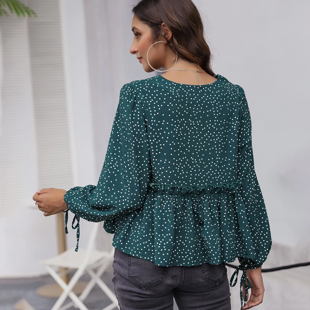 Women's Blouse Spring Polka Dot Print Chiffon Shirts New Fashion Clothing Women 2021 Casual Loose Green Ladies Top Shirt
Women's Blouse Spring Polka Dot Print Chiffon Shirts New Fashion Clothing Women 2021 Casual Loose Green Ladies Top Shirt