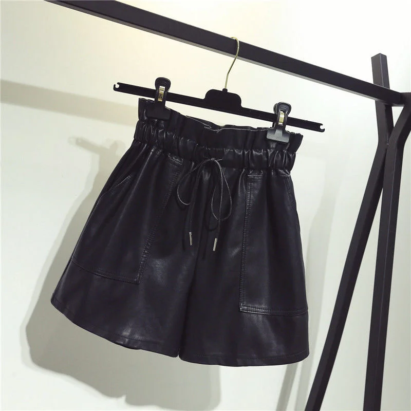 High waist women's shorts, wide leg leather shorts, loose, Korean, black and sexy, autumn and winter
High waist women's shorts, wide leg leather shorts, loose, Korean, black and sexy, autumn and winter