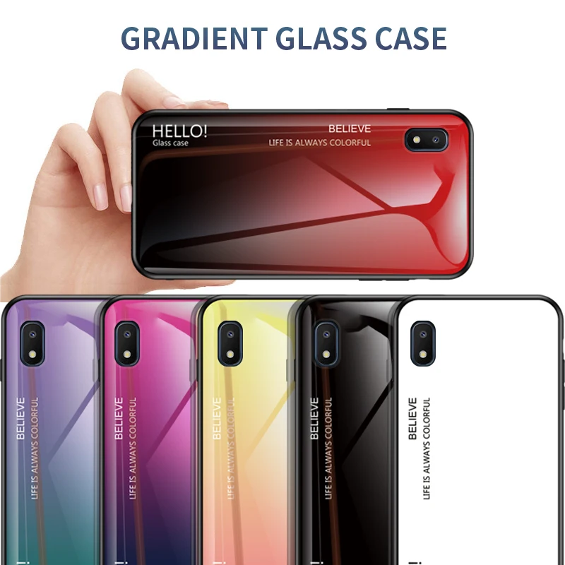 Чехол для Samsung A10e роскошный градиентный стеклянный Мягкий силиконовый чехол 5 83