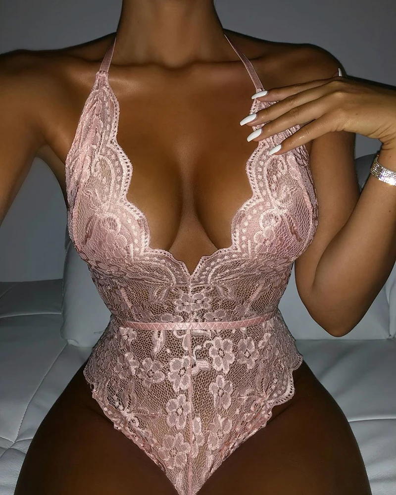 Sexy Bodysuit Women Lace Deep-V Bodycon Bodys Halter Transparent Mesh Sleeveless Underwear Solid Backless Top Overalls Wholesale
Sexy Bodysuit Women Lace Deep-V Bodycon Bodys Halter Transparent Mesh Sleeveless Underwear Solid Backless Top Overalls Wholesale