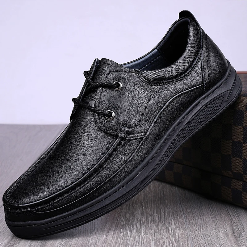 

Men's Casual Shoes Genuine Leather Classics Brown Black Derby Shoe Male Spring Autumn Nice Waterproof Comfortbale Shoes For Men
