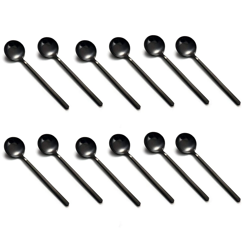 Mini Dessert Spoons Coffee Spoons Black Plated Teaspoons Frosted Handle for Dessert Tea Ice Cream Cake Coffee Set of 12
Mini Dessert Spoons Coffee Spoons Black Plated Teaspoons Frosted Handle for Dessert Tea Ice Cream Cake Coffee Set of 12
