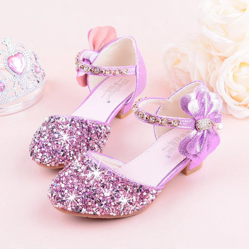 2019 Girls Bow-knot Princess Shoes With High-heeled, Kids Glitter Dance Performance Summer Shoes, Purple , Pink & Silver 26-38
2019 Girls Bow-knot Princess Shoes With High-heeled, Kids Glitter Dance Performance Summer Shoes, Purple , Pink & Silver 26-38