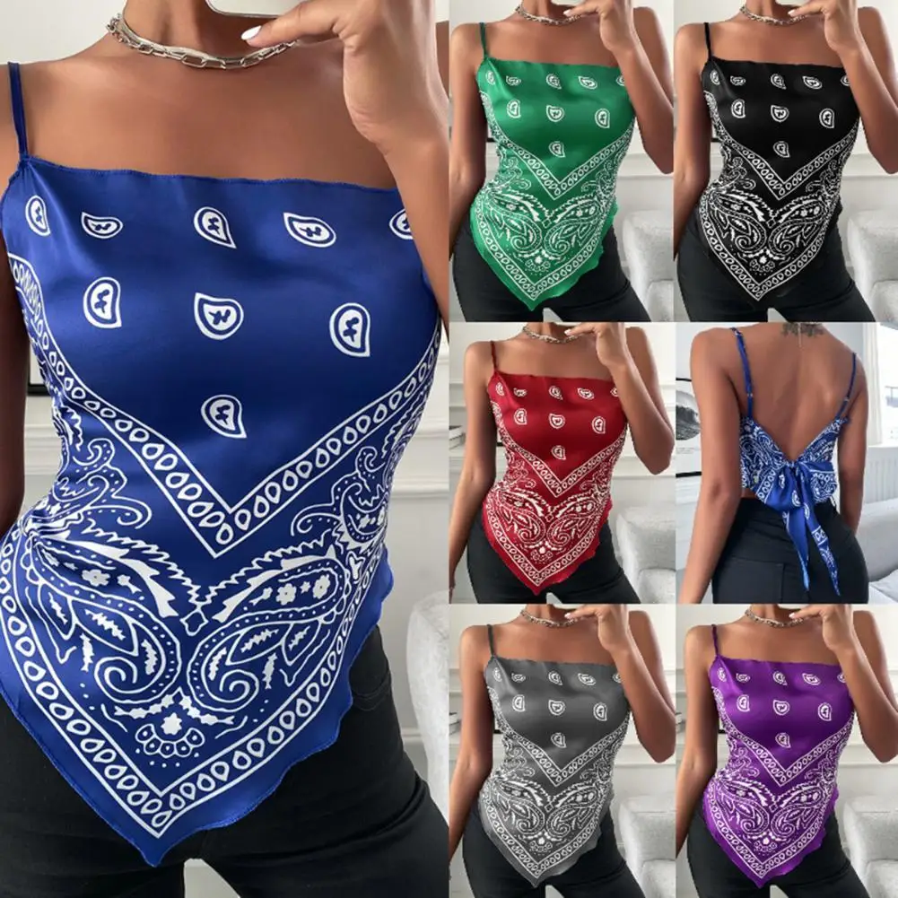 Summer Women's Vest Paisley Printed Spaghetti Straps Low Cut Halter Bow Casual Camisole Suitable for Party
Summer Women's Vest Paisley Printed Spaghetti Straps Low Cut Halter Bow Casual Camisole Suitable for Party